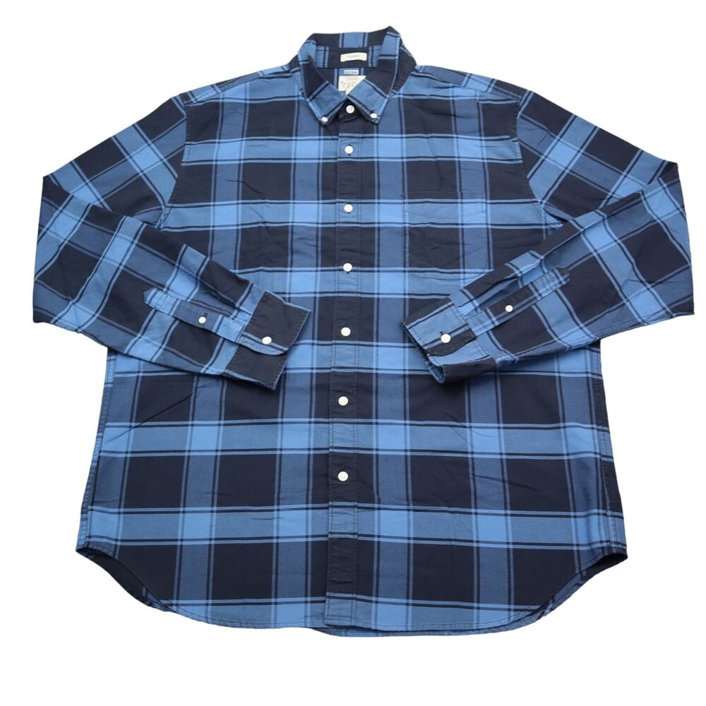 J Crew Shirt Mens XL Extra Blue Plaid Preppy Dress Workwear Office Button Up